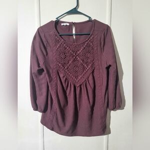 Women's Purple Lace Detail Top
